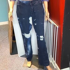 Riders high waisted acid stain straight leg jeans